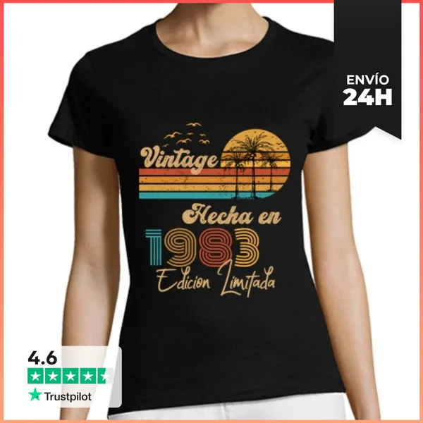 Camiseta Mujer Clásica Vendimia Hecha En 1983 LaTostadora