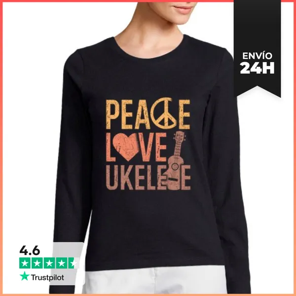 Camiseta Mujer Manga Larga Ukelele Ukelelelespieler Geschenk