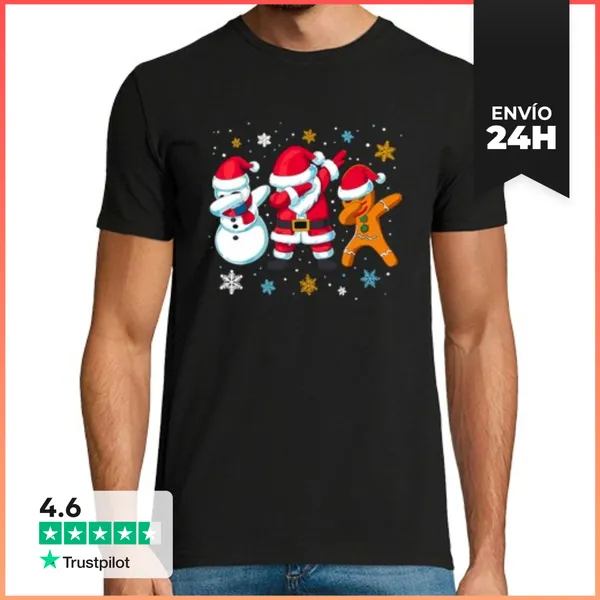 Camiseta Hombre Clásica Dab Papá Navidad Hip-hop LaTostadora