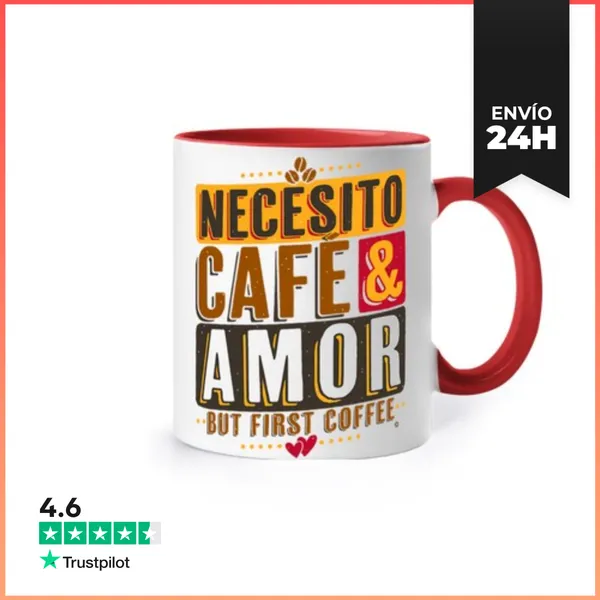 Taza De Colores Necesito Café Y Amor... LaTostadora