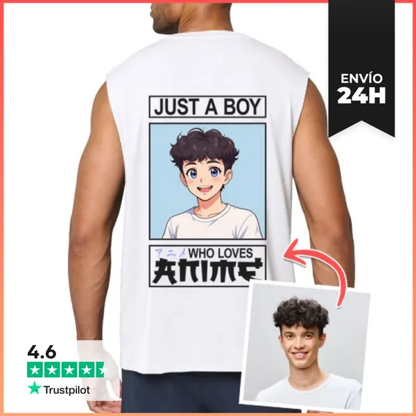 Camiseta Sin Mangas Efecto Kawaii Camiseta Sin Mangas Just A Boy