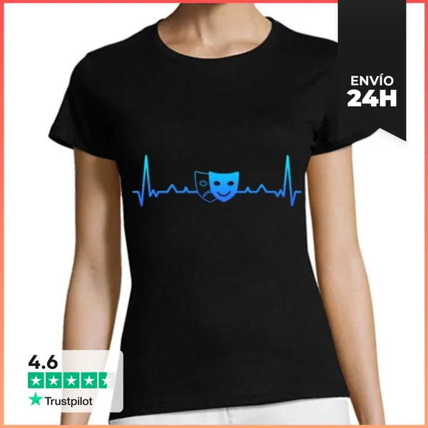 Camiseta Mujer Clásica Melpomene Thalia Teatro Máscaras Regalo