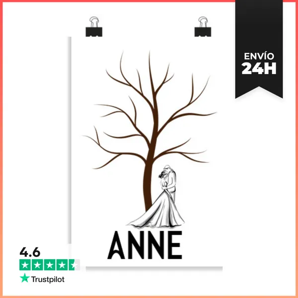 Póster Vertical Huella Dactilar Árbol Libro De Visitas