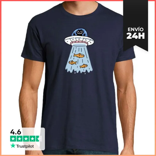 Camiseta Hombre Clásica Gato Volador No Identificado LaTostadora