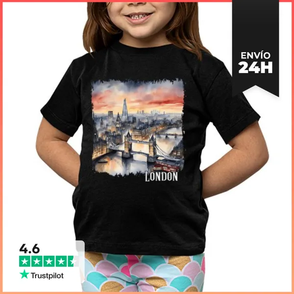 Camiseta Clásica Para Niños Acuarela De Londres, Londres Reino