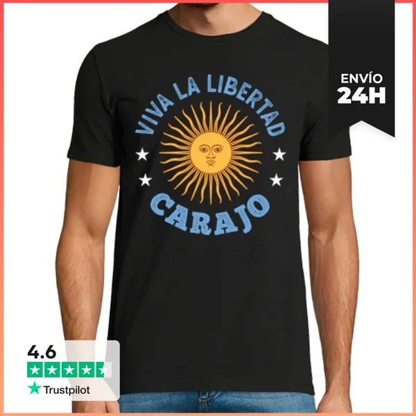 Camiseta Hombre Clásica VIVA LA LIBERTAD CARAJO SOL DE MAYO