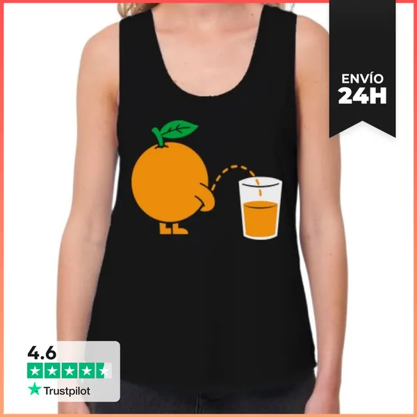Camiseta Mujer Sin Mangas, Loose Fit NARANJA MEANDO ZUMO EN UN
