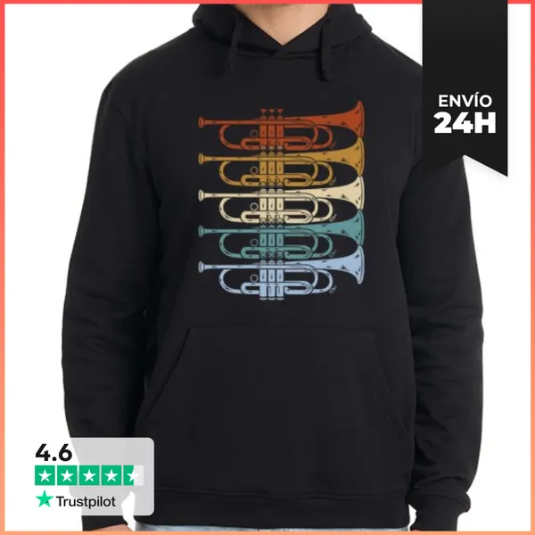 Sudadera Unisex Con Capucha Trompeta Retro Vintage LaTostadora