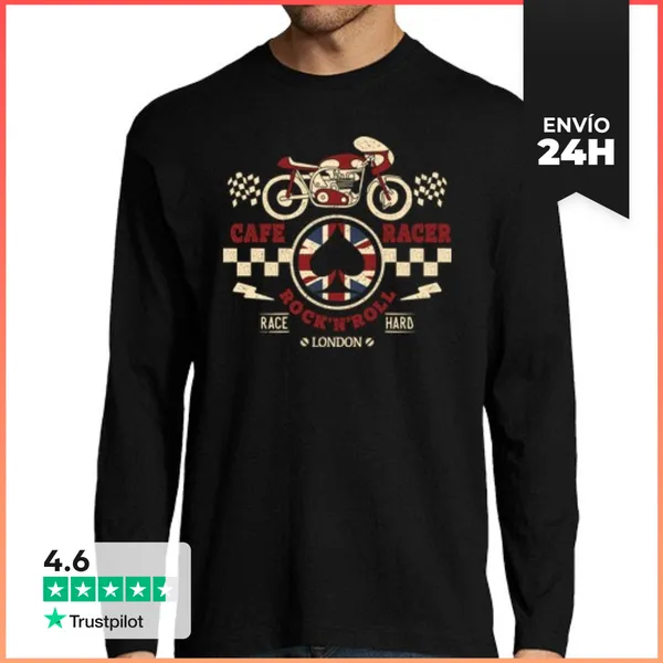 Camiseta Hombre Manga Larga Cafe Racer LaTostadora