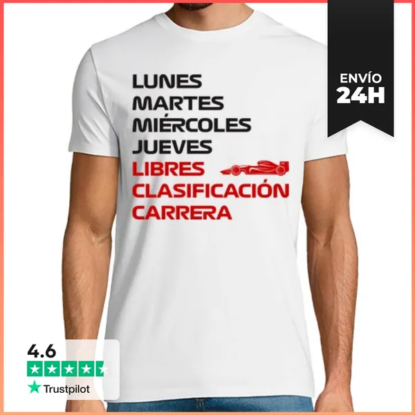 Camiseta Hombre Clásica F1 SEMANA LIBRES CLASIFICACIÓN CARRERA
