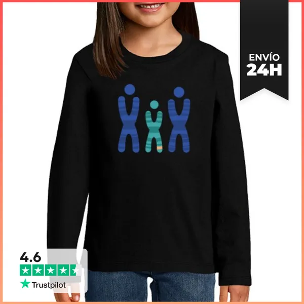 Camiseta Manga Larga Para Niños Niño, Manga Larga, Negra