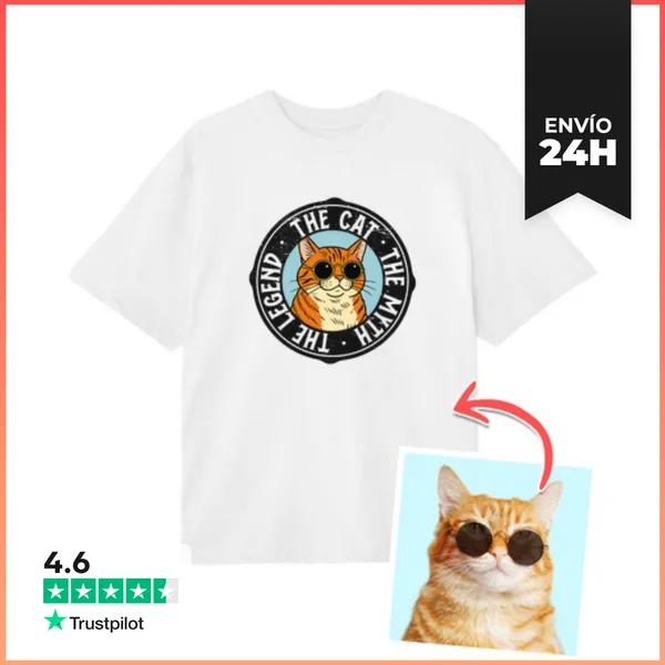 Camiseta Oversize Efecto Cartoon Camiseta Oversize The Cat The