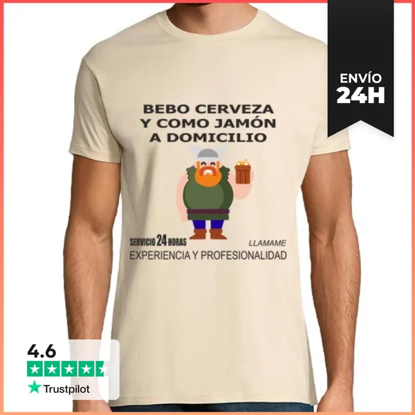 Camiseta Hombre Clásica Cerveza Y Jamón LaTostadora