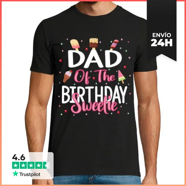 Camiseta Hombre Clásica Papá De La Niña Dulce Del Cumpleaños
