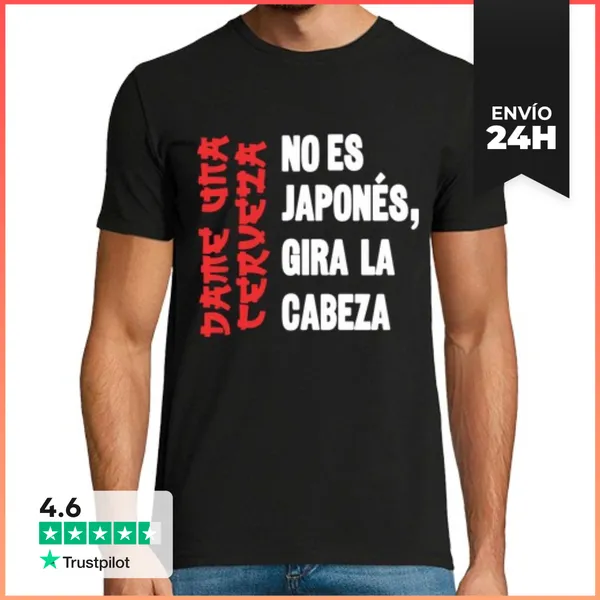 Camiseta Hombre Clásica NO ES JAPONES, GIRA LA CABEZA BLANCO