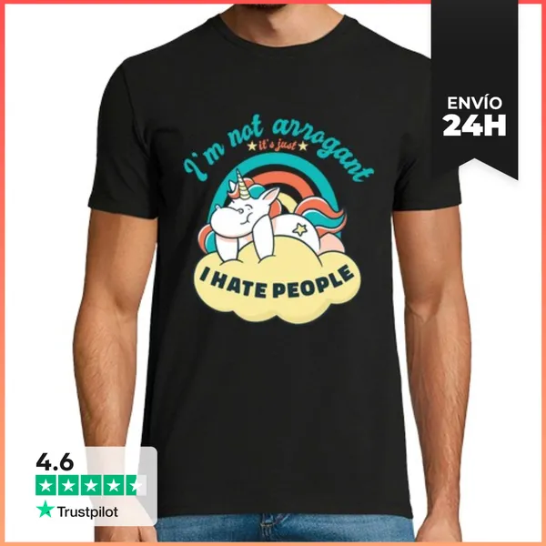 Camiseta Hombre Clásica Odio A La Gente Unicornio LaTostadora