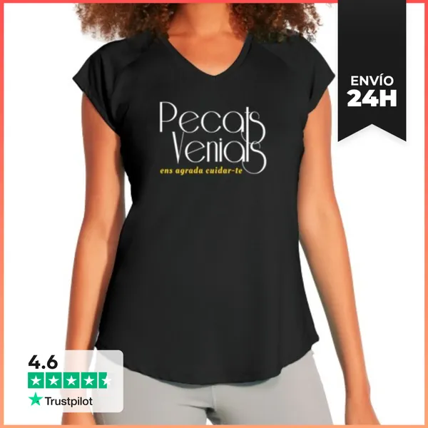 Camiseta Deportiva Mujer Pecats Venials Cuello V LaTostadora