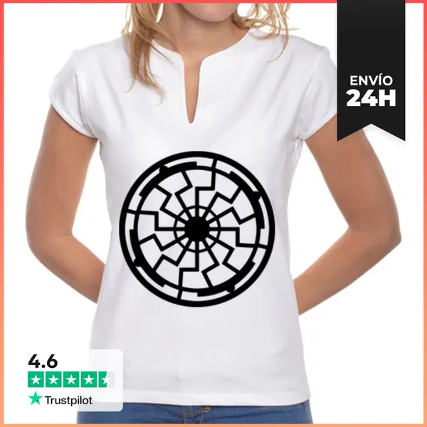 Camiseta Mujer Cuello Mao Círculo De Cultivos De Espiral Cósmica