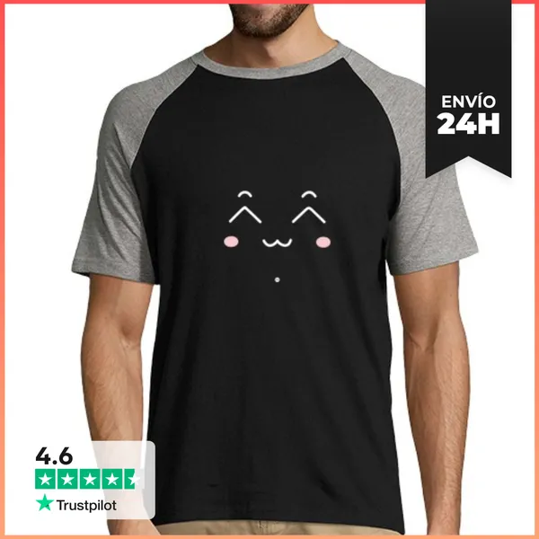 Camiseta Hombre, Estilo Béisbol Carita Nyaa Fo LaTostadora