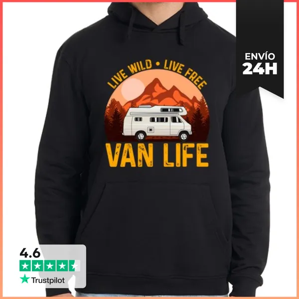 Sudadera Unisex Con Capucha Van Life Vida Autocaravana Camping