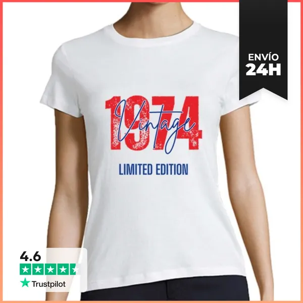 Camiseta Mujer Clásica Nacidos En 1974 Edición Limitada Vintage