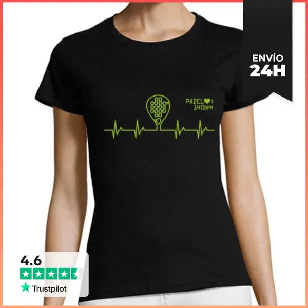 Camiseta Mujer Clásica Mujer, Manga Corta, Negra, Calidad Premium