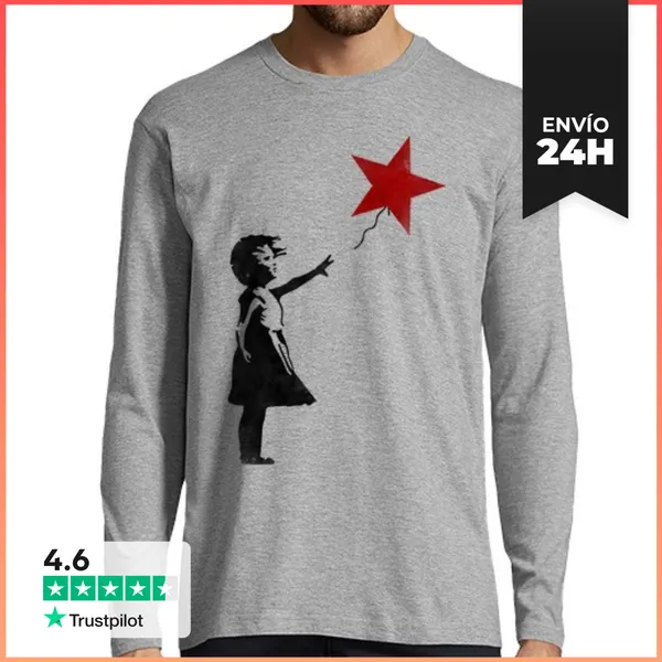 Camiseta Hombre Manga Larga Niña De La Estrella Roja LaTostadora
