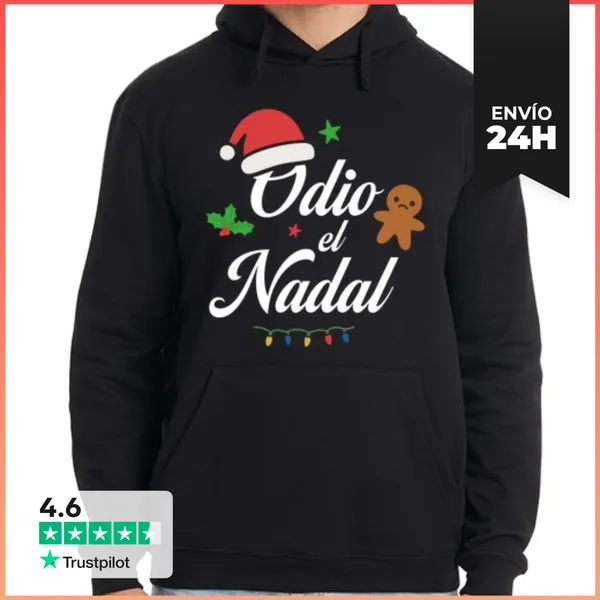 Sudadera Unisex Con Capucha ODIO EL NADAL LaTostadora