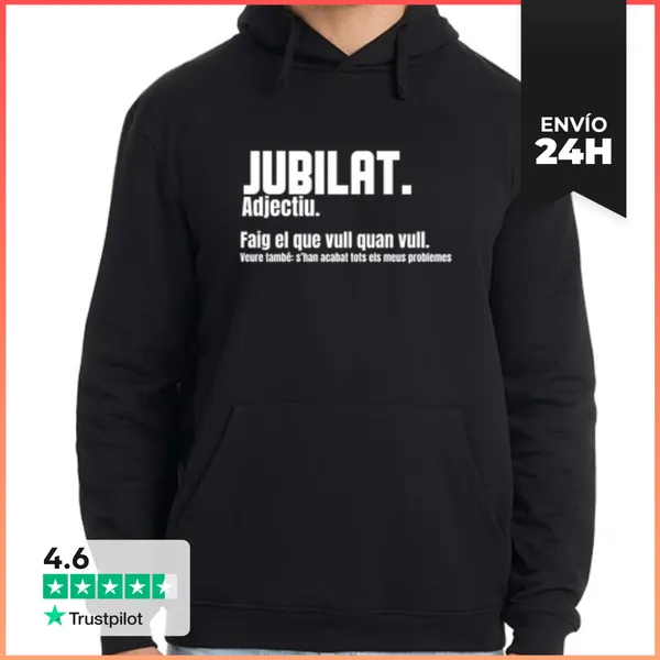 Sudadera Unisex Con Capucha Jubilat Retirat Català Jubilado