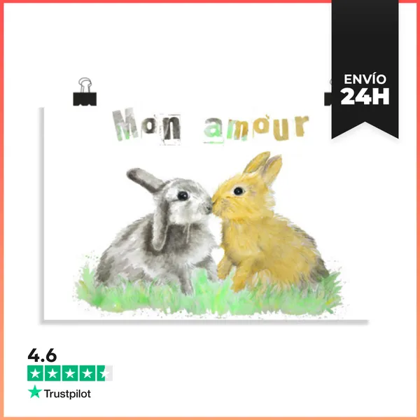 Póster Horizontal Conejitos. Mon Amour 2 LaTostadora