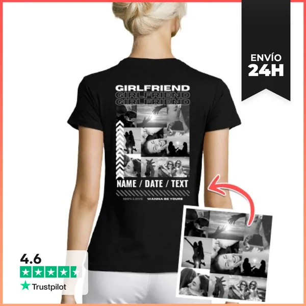 Camiseta Mujer Clásica Camiseta Girlfriend Foto Personalizable