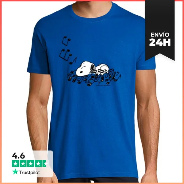 Camiseta Hombre Clásica Snoopy Durmiendo En La Música LaTostadora