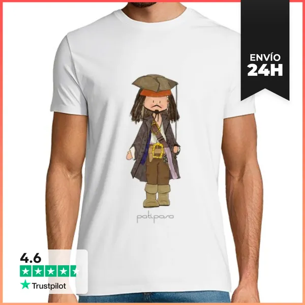 Camiseta Hombre Clásica Jack Sparrow Piratas Del Caribe