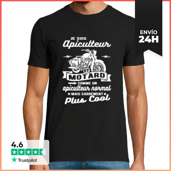 Camiseta Hombre Clásica Humor De Apicultor Y Motorista