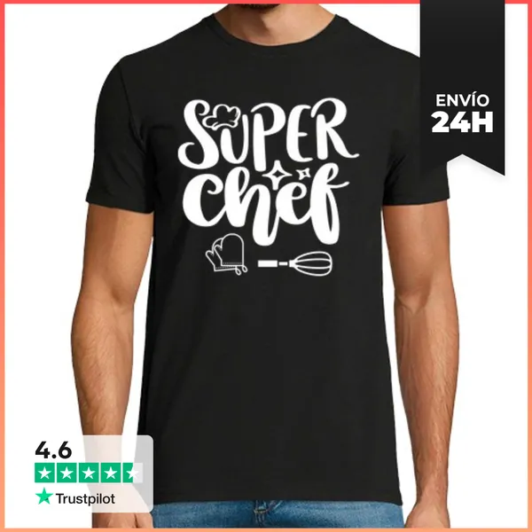 Camiseta Hombre Clásica Super Chef Humor Cocinero Restaurante