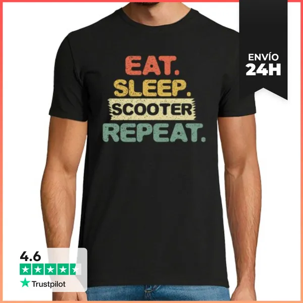 Camiseta Hombre Clásica Comer Dormir Scooter Repetir LaTostadora