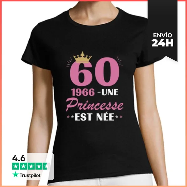 Camiseta Mujer Clásica 60 Años 1966 Princesa Nació LaTostadora