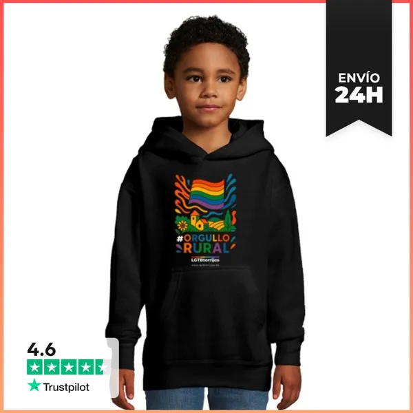 Sudadera Para Niños Con Capucha Orgullo Rural LGTBtorrijos Blanco