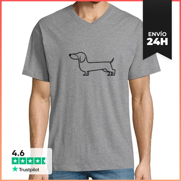 Camiseta Hombre, Cuello Pico MINIMAL TECKEL LaTostadora