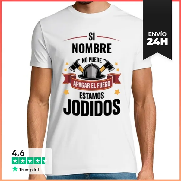 Camiseta Hombre Clásica Bombero Nombre Personalizable LaTostadora