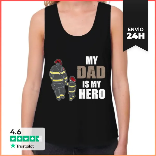 Camiseta Mujer Sin Mangas, Loose Fit Los Bomberos Mi Papá Es Mi