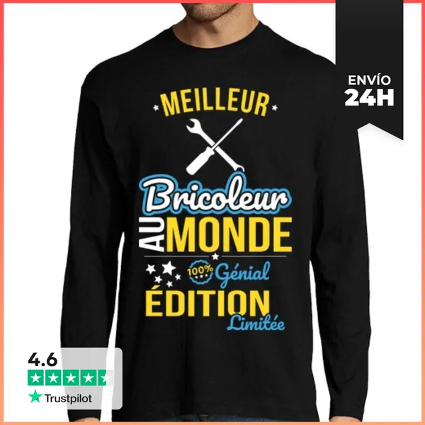 Camiseta Hombre Manga Larga El Mejor Manitas Del Mundo