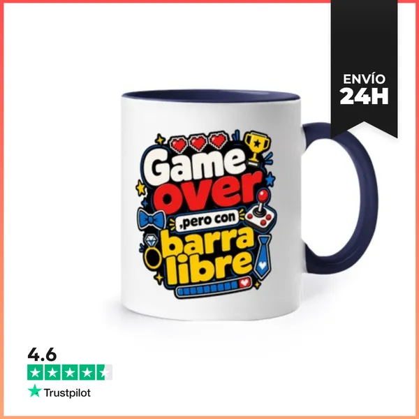 Taza De Colores Game Over, Pero Con Barra Libre LaTostadora