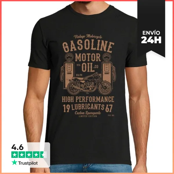 Camiseta Hombre Clásica Gasoline Motor Oil LaTostadora