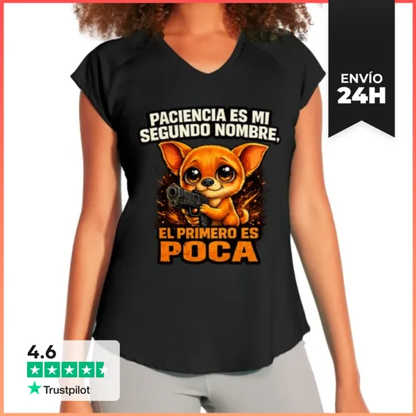 Camiseta Deportiva Mujer Diseño Poca Paciencia LaTostadora