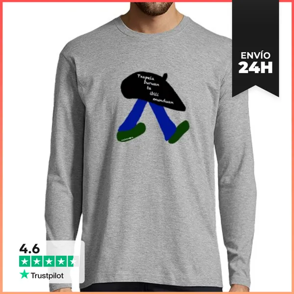Camiseta Hombre Manga Larga TXAPELA BURUAN LaTostadora