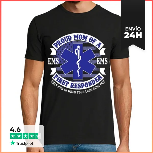 Camiseta Hombre Clásica Mamá Orgullosa De Un Primer Respondedor