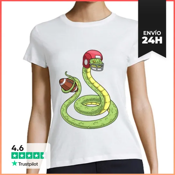 Camiseta Mujer Clásica Serpiente Fútbol Americano Deportes