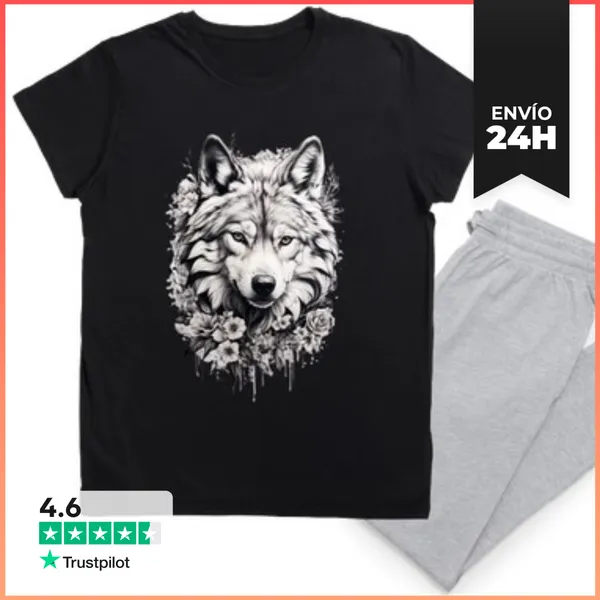 Pijama Lobo Con Corona De Flores, Lobos, Babydoll LaTostadora
