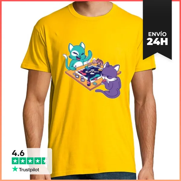 Camiseta Hombre Clásica Cats Board Game LaTostadora